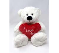 shopior Teddy Bear holding Red Heart with 'I Love You' Written on it, Valentines Gift for Him/Her - Teddy Bear Plush Teddy Cuddly Toy - Soft Toy, White (White, 15")