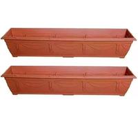 shopior Venetian Window Box Planter Pot- Durable Rectangle Plastic Outdoor Planters for Home & Garden | Planting Trough for Windows (Terracotta - Pack 2, 90cm - (Window Box))