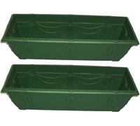 shopior Venetian Window Box Planter Pot- Durable Rectangle Plastic Outdoor Planters for Home & Garden | Planting Trough for Windows (Green - Pack 2, 90cm - (Window Box))