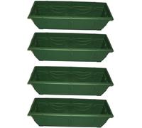 shopior Venetian Window Box Planter Pot- Durable Rectangle Plastic Outdoor Planters for Home & Garden | Planting Trough for Windows (Green - Pack 4, 60cm - (Window Box))