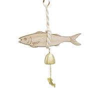 Shopkeepers Bell - 11.81 Inches Wooden Door Chime for Easy Installation, Charming Decor with Fish Design, Rustic Home Doorbell for Dorm, Living Room, Studio, Apartment, Cafe, Wood