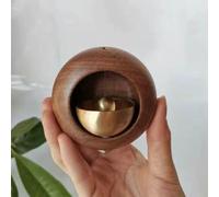 Shopkeepers Bell for Door Magnetic Wooden Wind Chime Entrance Alert | Polished walnut medallion with brass pendulum notifies retail cafes; concealed rear magnet mounts to heavy iron gates.