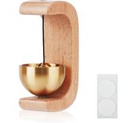 Shopkeepers Bell for Door Opening, Magnetic Doorbell Wood with Brass Bell, Door Chime Bells Wireless Cordless Self-Adhesive for Wall Cafe Store Wardrobe Fridge Decoration
