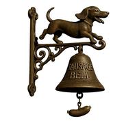 Shopkeepers Bell - Witch Dachshund Metal Doorbell, Manual Entryway Ring | Hanging Decorative Welcome Bell, Rustic Wall Ornament Cottage Décor, Garden Porch Fence Courtyard Accessories