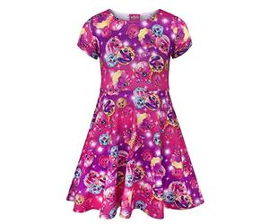 Shopkins D'Lish Donut Girl's Short Sleeved Dress (3-4 Years) White