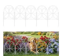 ShopLaLa Decorative Metal Garden Fence (10 Panels) 12.5in(L) x 16.5in(H) Rustproof White Wire, Animal Barrier Fencing for Dogs, Flower Bed Edging Landscape Border Yard Patio Outdoor Butterfly Decor