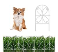 ShopLaLa Garden Fence Animal Barrier (10 Panels) 12in(L) x 24in(H) Rustproof Decorative Metal Wire Fencing Flower Edging for Landscape Patio Outdoor Decor No Dig, White Yard Fences for Dogs D-B24