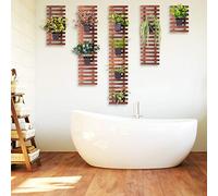 ShopLaLa Large Hanging Wall Planters for Indoor Plants - 5 Pack Wooden Wall Decor Bathroom Decorations Living Room Home Plant Shelves Vertical Garden Huge Unique Farmhouse Vintage Rustic 5 Sizes