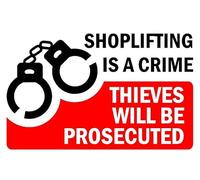 Shoplifting is a crime thieves will be prosecuted sign - Self adhesive sticker (300mm x 200mm)