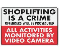 Shoplifting is a Crime Video Surveillance Warning Aluminum Sign 8x12 Inch, Rust Free Reflective Weatherproof Security Sign for Retail Store Business