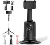 Shoplyhube Smart AI Facial Recognition Phone Tripod, 360° Auto Face Tracking Stand, Remote and Gesture Control, 360 Rotation with Different Sizes, for Live Video Recording Vlog (Black,With Tripod)
