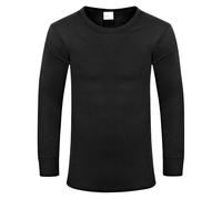 ShopMCR 1 Pack Men's Long Sleeve Thermal Underwear Tops, Winter Warm Base Layer Vests, Crew Neck Full Sleeve Thermals, Soft and Comfortable for Daily Use, Sizes S-XXL (Black, M)
