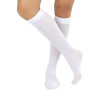 ShopMCR 3 Pairs Compression Socks for Women Knee High Socks Compression Stockings for Sport, Athletic, Edema, Diabetic, Varicose Veins, Travel, Pregnancy, Nursing One Size (White)