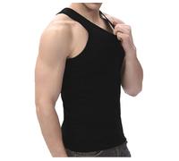 ShopMCR Men's 100% Cotton Singlet Sleeveless Vests Bodybuilding Training Gym Tank Tops Basic Plain Colour Casual Undershirt (XXL, Black)