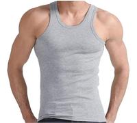ShopMCR Men's 100% Cotton Singlet Sleeveless Vests Bodybuilding Training Gym Tank Tops Basic Plain Colour Casual Undershirt (XXXXL, Grey)