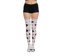 ShopMCR Purple & L Purple Argyle Over The Knee Socks (4 Pairs) UK 4-6 | Non-Binding Diamond Plaid Uniform Stockings | Festive Wear (4-6, 4P, PR/L PR)