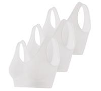 ShopMCR The Ultimate Comfort Bra - Seamless Wireless Sports Bra for Yoga, Fitness, Sleep & Post-Surgery Use (XL, 3, White)