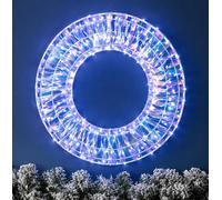 Shopnbits Iridescent Light Up Christmas Wreath 38Cm, 300 Cool White Leds, Mains Powered Festive Door Decoration