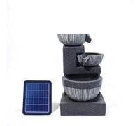 Shopnbits Solar Garden Water Feature Fountain With Led Lights Outdoor Resin Rock Waterfall Decor