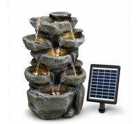 Shopnbits Solar Rock Water Fountain With Led Lights Outdoor Garden Water Feature Cascade