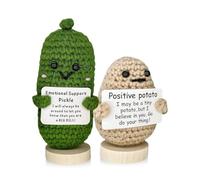 SHOPNROCK 2PCS Emotional Potato Pickle Birthday Mother's Day Crochet Gifts for Her Him - Mom Dad Wife Friend Coworker Teacher Appreciation Gifts - Cute Funny Knitted Potato Doll with Card Room Decors