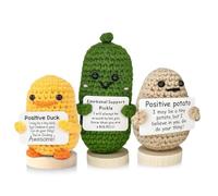 SHOPNROCK HOPNROCK Positive Crochet Potato, Emotional Support Pickle & Positive Duck Plush Trio and Handmade Cute Support Gifts, Funny Positivity Crochet Animals, Pick Me Up Gifts for Women & Friends