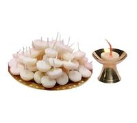 SHOPOGENIE 100 Pcs Ghee diya batti for Pooja with 1 Brass Diya Holder | Ghee Batti for Diya Daily prayer | Burning Time 20-30 Min | GW100