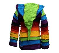 SHOPOHOLIC FASHION Children Pixie Colorful Hippie Striped Hoodie Hippy Boho Kids Sweater Jacket (L, Rain Bow) Rainbow