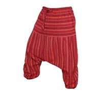 SHOPOHOLIC FASHION Children's Boho Cotton Loose Harem Pants High Rise Drawstring Hippie Striped Drop Crotch Comfy Pants (2XL,Maroon)