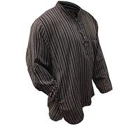 SHOPOHOLIC FASHION Mens Brown Mix Dharke Stripes Comfy Traditional Hippy Grandad Shirt, M