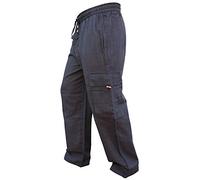 SHOPOHOLIC FASHION Mens Elastic Waist Cargo Pants Plain Hippy Combat Trousers (Black/S)