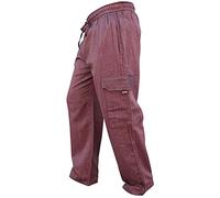 SHOPOHOLIC FASHION Mens Elastic Waist Cargo Pants Plain Hippy Combat Trousers (Brown/2XL)
