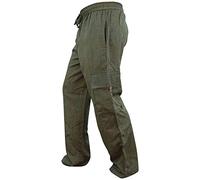 SHOPOHOLIC FASHION Mens Elastic Waist Cargo Pants Plain Hippy Combat Trousers (Green/3XL)