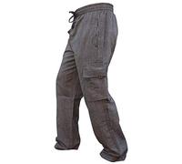 SHOPOHOLIC FASHION Mens Elastic Waist Cargo Pants Plain Hippy Combat Trousers (Grey/M)