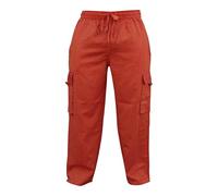 SHOPOHOLIC FASHION Mens Elastic Waist Cargo Pants Plain Hippy Combat Trousers (Orange/2XL)