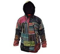 SHOPOHOLIC FASHION Mens Patchwork Fleeced Cross Zip Jacket, M Multicoloured