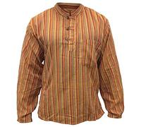SHOPOHOLIC FASHION Mix Dharke Stripes Grandad Shirt Lightweight Comfy Traditional Boho Hippy Shirts