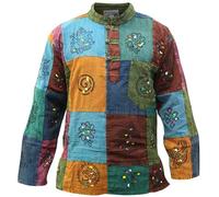 SHOPOHOLIC FASHION Stonewashed Patchwork Hippie Shirt, 3XL, Multicoloured