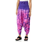 SHOPOHOLIC FASHION Tie Dye Womens Harem Pants, Colourful Yoga Boho Baggy Trousers Hippie Clothes, Purple Pink Mix