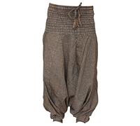 SHOPOHOLIC FASHION Unisex Loose Fit Baggy Trousers Stonewashed Plain Hippy Harem Pants (Grey)
