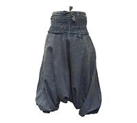 SHOPOHOLIC Fashion Unisex Stonewashed Plain Hippy Harem Trouser (Blue)