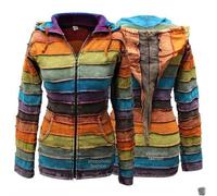 SHOPOHOLIC FASHION Women Acidwashed Rainbow Hippy Hoodie Jacket, L, Multicolor