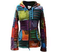 SHOPOHOLIC FASHION Women’s Boho Pixie Rib Hoodie Patchwork Henna Hand Hippie Gothic Zip Up Hoodie Jacket