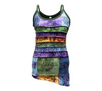 SHOPOHOLIC FASHION Women’s Handmade Asymmetrical Boho Festival Tank Top - 100% Cotton, Unique Patchwork, XL
