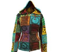 SHOPOHOLIC FASHION Womens Rajor Cut Boho Pixie Cardigan Gothic Festival Patchwork Hippy Zip Up Hoodie Jacket (L)