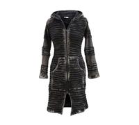 SHOPOHOLIC FASHION Womens Stonewashed Boho Hippie Gothic Long Jacket (L,Black)