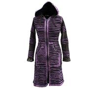 SHOPOHOLIC FASHION Womens Stonewashed Boho Hippie Gothic Long Jacket (L,Purple)