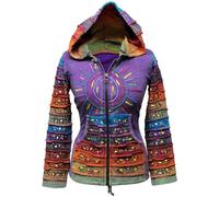 SHOPOHOLIC FASHION Women's Sun Embroidered Cotton Ribbed Pixie Hoodie (Purple/S)