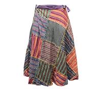 SHOPOHOLIC FASHION Wrap Round Hippie Festival Patchwork Boho Long Skirt Multicoloured