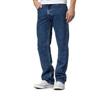 ShopOnline Men's Straight Leg Heavy Duty Cotton Jeans Casual Classic Trouser Zip Fly Belt Loop Pant Plain Denim Wash (46W / 31L, Darkblue)